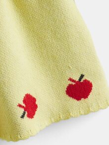 Niñas Vestido de punto de color combinado con patrón de manzana - Multicolor - Ver 3