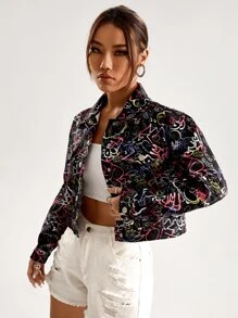 Janis Chow Allover Letter Graphic Jacket - Multicolor - View 3