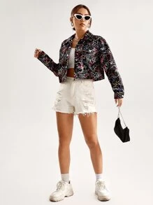 Janis Chow Allover Letter Graphic Jacket - Multicolor - View 5