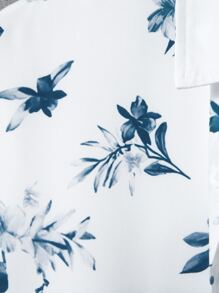 Manfinity RSRT Men Floral Print Ombre Shirt Without Tee - Blue and White - View 3