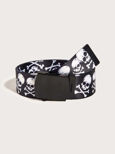 Gürtel mit Schädel Muster, Automatisch Schnalle