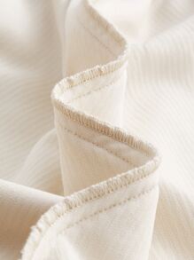 SHEIN MOD Tie Neck Lace Trim Lantern Sleeve Corduroy Dress - Beige - View 4