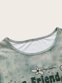 花卉圖案紮染T恤 - 綠色 - 查看 3