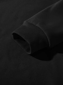 ROMWE Grunge Punk Skull & Letter Graphic Sweatshirt - Black - View 4