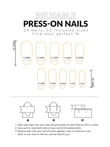 Trở nên quyến rũ với quan tài dài 24 chiếc, màu caramel & dây chuyền kim cương giả 3D, bộ dụng cụ làm móng tay giả, dành cho phụ nữ và bé gái Bấm vào móng tay Đồ dùng làm móng - Nhiều màu - Xem 6