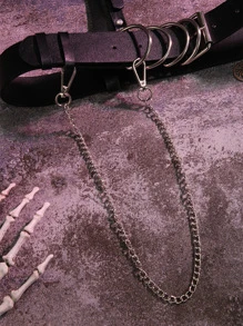 1入組女士皮革鏈條裝飾的背帶,朋克風格套裝襯衫背帶和腰皮帶 - 黑色 - 查看 5