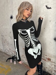 ROMWE PUNK Đầm Lễ Các Thánh Giải trí - màu đen - Xem 3