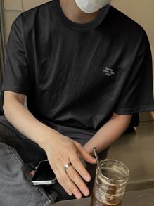 DAZY Men Letter Graphic Drop Shoulder Tee Summer - Black - View 3