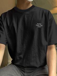 DAZY Men Letter Graphic Drop Shoulder Tee Summer - Black - View 4