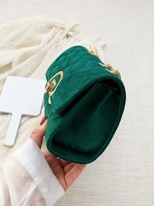 輕便商務休閒迷你絎縫帶扣鏈條單肩包，翻蓋手拿包晚宴包，帶可拆卸鏈條，女士斜挎單肩包時尚鏈條手拿包方形挎包手提包，女士化妝手提包，軟手拿包，適合青少年女孩女大學生、新秀和白領族 適合辦公室、大學、工作、商務、通勤、戶外、旅行、郊遊 - 綠色 - 查看 4