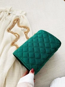 輕便商務休閒迷你絎縫帶扣鏈條單肩包，翻蓋手拿包晚宴包，帶可拆卸鏈條，女士斜挎單肩包時尚鏈條手拿包方形挎包手提包，女士化妝手提包，軟手拿包，適合青少年女孩女大學生、新秀和白領族 適合辦公室、大學、工作、商務、通勤、戶外、旅行、郊遊 - 綠色 - 查看 6