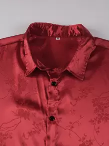 Manfinity Homme 男士花卉圖案提花襯衫