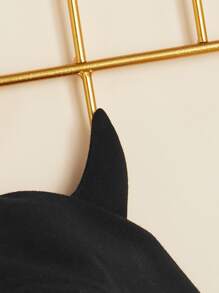 SHEIN Girls Reflective Wing Print 3D Ear Design Hoodie - Black - View 3