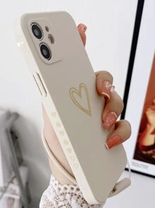 愛心圖案手機外殼附帶繩子 - 白色 - 查看 1