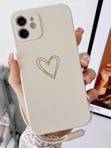愛心圖案手機外殼附帶繩子 - 白色 - 查看 2
