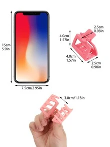 4 chiếc kẹp tóc hình chữ nhật thiết kế đơn giản cho ngày lễ tình nhân - Hồng - Xem 4