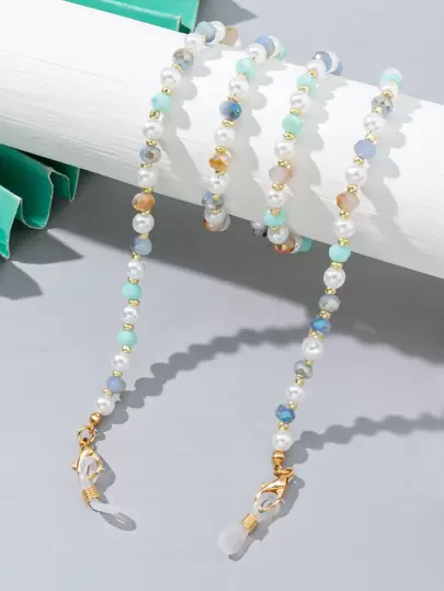 Boho 1pc Premium Quality Faux Pearl Decor Beaded Glasses Chain Glasses Accessories For Women