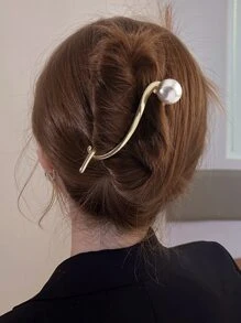 Kẹp tóc trang trí giả ngọc trai - Vàng - Xem 1