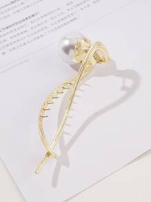 Kẹp tóc trang trí giả ngọc trai - Vàng - Xem 4