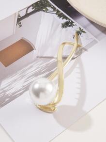 Kẹp tóc trang trí giả ngọc trai - Vàng - Xem 2