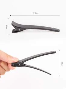 Paquete de 12 pinzas para el cabello con acabado mate negro para peluqueros, diseño antideslizante y de partición con forma de pico de pato y clip largo - Negro - Ver 4