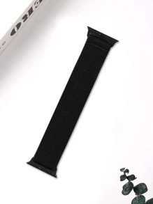 Stretchy Nylon Solo Loop Compatible With Apple Watch Band 38mm 40mm 41mm 42mm 44mm 45mm 46MM 49mm Women Men,Soft Nylon Elastic Braided Strap Wristband Compatible With Apple Watch Series SE Ultra 11 10 9 8 7 6 5 4 3 2 1 As A Gift For Students Returning To School - Black - View 2