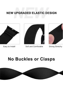 Stretchy Nylon Solo Loop Compatible With Apple Watch Band 38mm 40mm 41mm 42mm 44mm 45mm 46MM 49mm Women Men,Soft Nylon Elastic Braided Strap Wristband Compatible With Apple Watch Series SE Ultra 11 10 9 8 7 6 5 4 3 2 1 As A Gift For Students Returning To School - Black - View 3