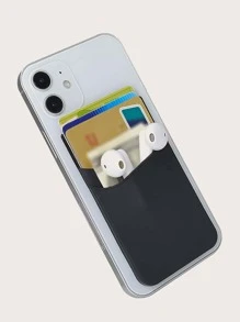 Silicone Adhesive Card Holder Bag - Black - View 1