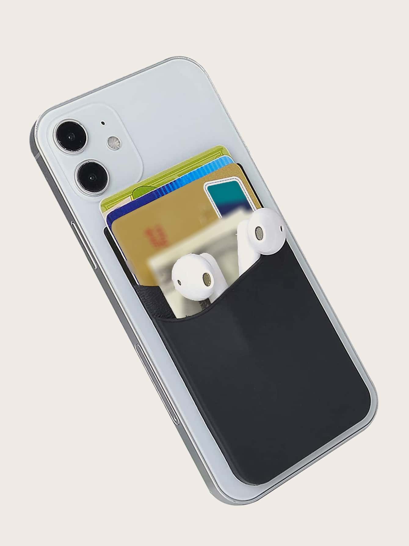 Silicone Adhesive Card Holder Bag - Black - View 1