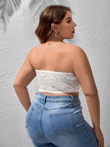 Sujetador con encaje floral fruncido con lazo delantero