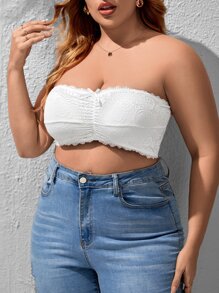 Sujetador con encaje floral fruncido con lazo delantero