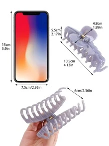 3pcs Solid Hair Claw - Grey - View 4