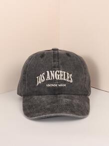 Y2k Unisex Embroidered Letter 'los Angeles' Washed Sun Protection Breathable Baseball Cap, Suitable For Daily Casual Wear Street - Black - View 1