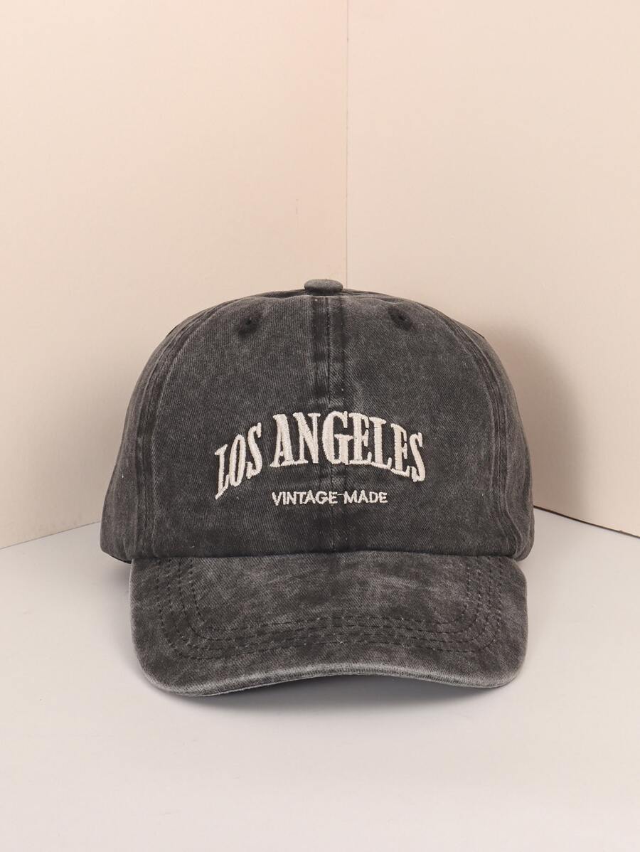 Y2k Unisex Embroidered Letter 'los Angeles' Washed Sun Protection Breathable Baseball Cap, Suitable For Daily Casual Wear Street - Black - View 1