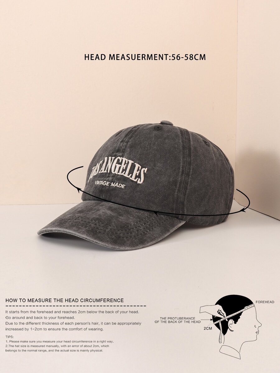 Y2k Unisex Embroidered Letter 'los Angeles' Washed Sun Protection