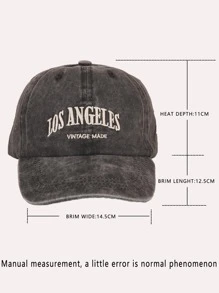 Y2k Unisex Embroidered Letter 'los Angeles' Washed Sun Protection Breathable Baseball Cap, Suitable For Daily Casual Wear Street - Black - View 4
