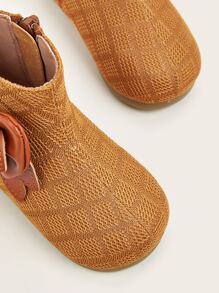 Girls Side Zip Bow Decor Boots - Brown - View 4