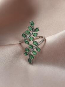 Nhẫn Khối Zirconia  Thiết kế lá - màu xanh lá - Xem 1