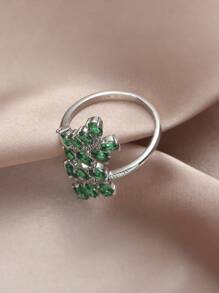 Nhẫn Khối Zirconia  Thiết kế lá - màu xanh lá - Xem 2
