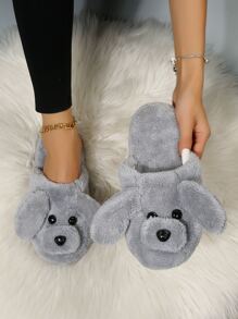 Dog Design Novelty Slippers - Grey - View 1