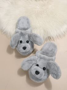 Dog Design Novelty Slippers - Grey - View 3