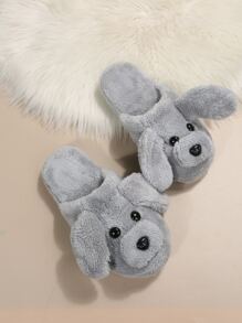 Dog Design Novelty Slippers - Grey - View 4