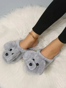Dog Design Novelty Slippers - Grey - View 5