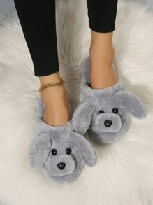Dog Design Novelty Slippers - Grey - View 6