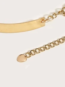 素色極簡風格皮帶 - 金色 - 查看 4