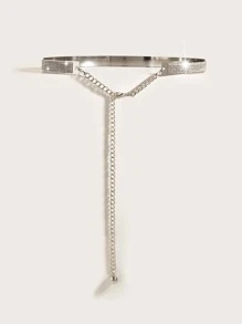Rhinestone Decor Mirror Waist Belt - Silver - View 3