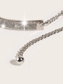 Rhinestone Decor Mirror Waist Belt - Silver - View 4