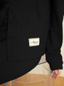 Mulvari Letter Patched Detail Tee & Flare Leg Trousers - Black - View 6