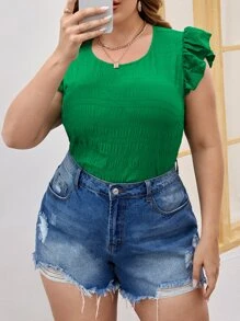 SHEIN LUNE Blusa de manga con volante