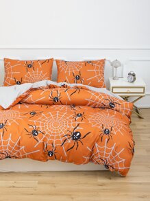 Halloween Spider Pattern Duvet Cover Set Without Filler - Multicolor - View 5